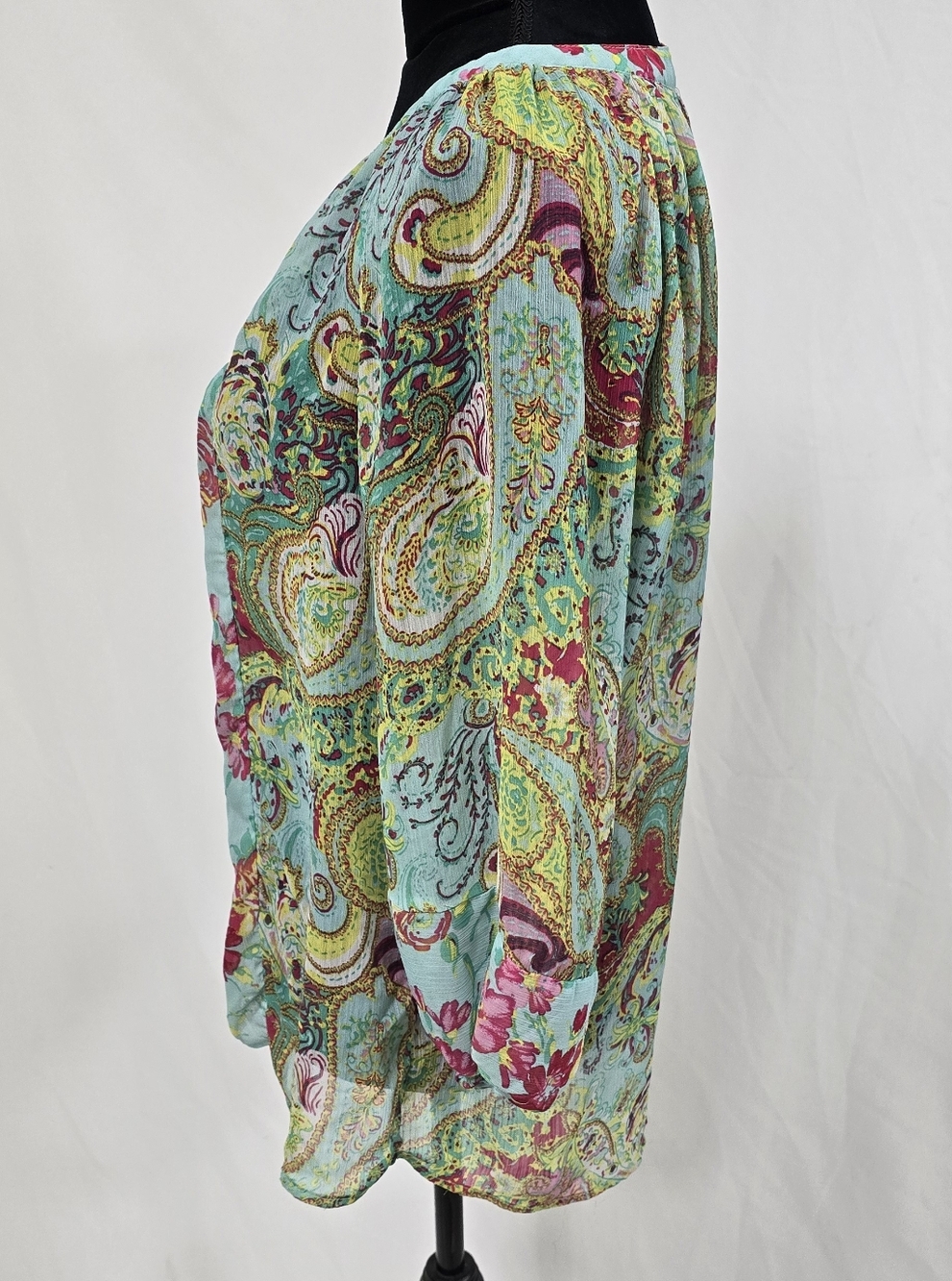 Fig and Flower women M paisley floral henley blouse cottagecore peasant boho - Picture 5 of 7